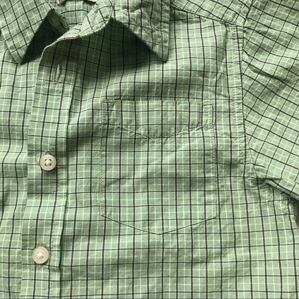 •Children’s Place• green plaid poplin shirt